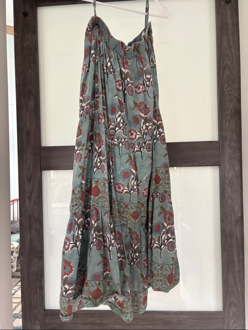 Victoria Dunn Floral Maxi skirt in Sage Green and Rust - Picture 2 of 3